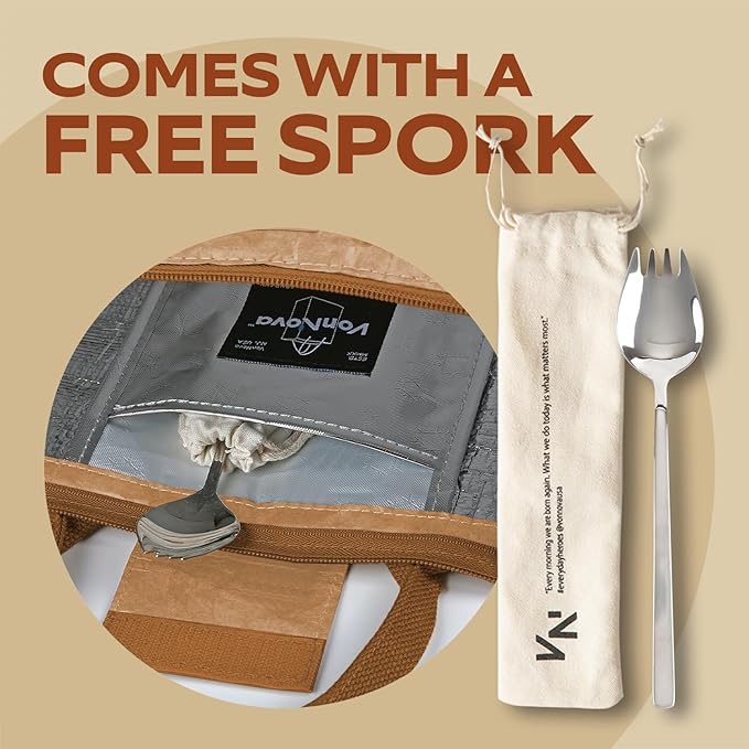 VonNova Insulated Lunch Box for Women, 7L Capacity, Leakproof Lunch Tote Bag, Durable Lunchbox made from Tyvek Material, Adult Cooler Bag for Work, Picnic, Travel and more (Hangry)