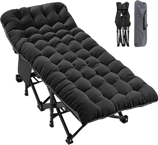 ABORON Oversized XXL Folding Camping Cot W/Mat for Adults, 78" L x 32" W x 18" H, Heavy Duty Outdoor Bed with Carry Bag,1200 D Layer Oxford Travel Camp Cots