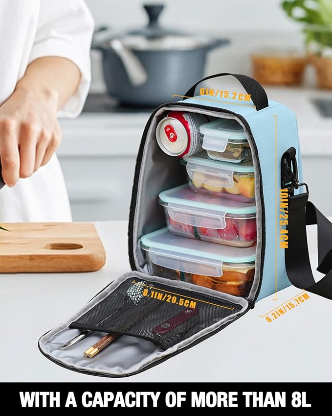 Sports rabbit Insulated Lunch Bag for Men & Women – Leakproof Cooler Tote for Containers & Water Bottles – Water-Resistant Wax-Coated Oxford Fabric – Perfect for Work, Travel, Picnics (Mint Green)