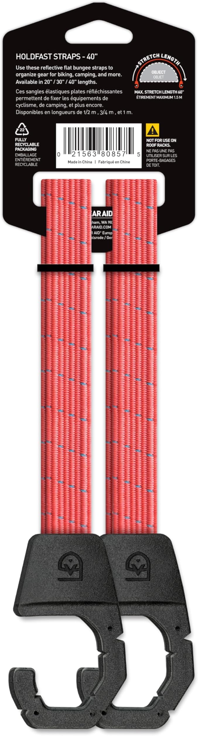 GEAR AID Holdfast Bungee Strap, Organize Your Garage and Gear for Biking, Camping, Hunting, Exercise, Paddling and More, Orange Reflective