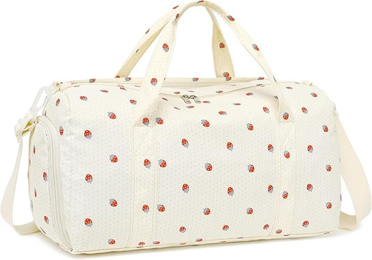 Gym Bag Sports Duffle Bag with Wet Pocket Weekender Overnight Bag with Waterproof Shoe Pouch and Air Hole for Girls Kids Women Travel Foldable Bag