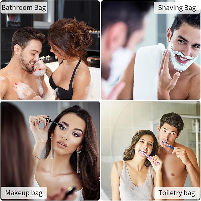 Della Gao Travel Hanging Toiletry Bag for Men and Women, Large Capacity Cosmetics Bag Makeup Bag Organizer, Bathroom Bag, Water-Resistant Nylon, Grey