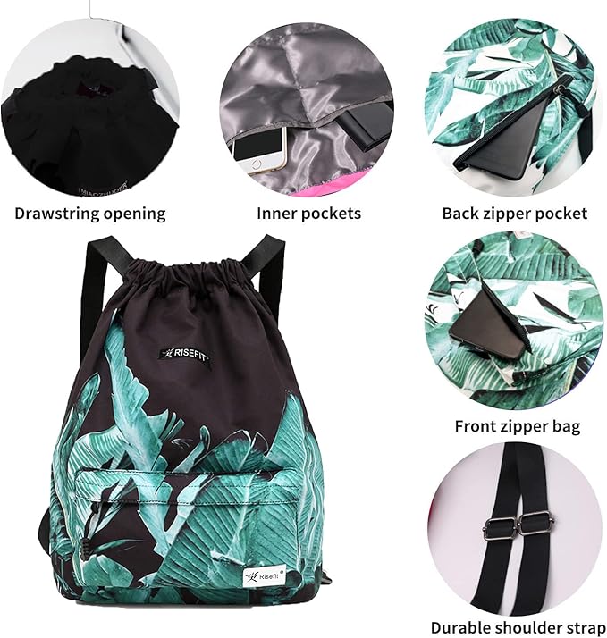 Waterproof Drawstring Bag, Gym Bag Sackpack Sports Beach Backpack for Men Women
