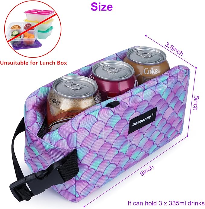 Cerbonny Freezable Cooler Bag for Work/School/Travel - Kids/Adult Size, Fit Snacks & Yogurt - Purple Fish Design