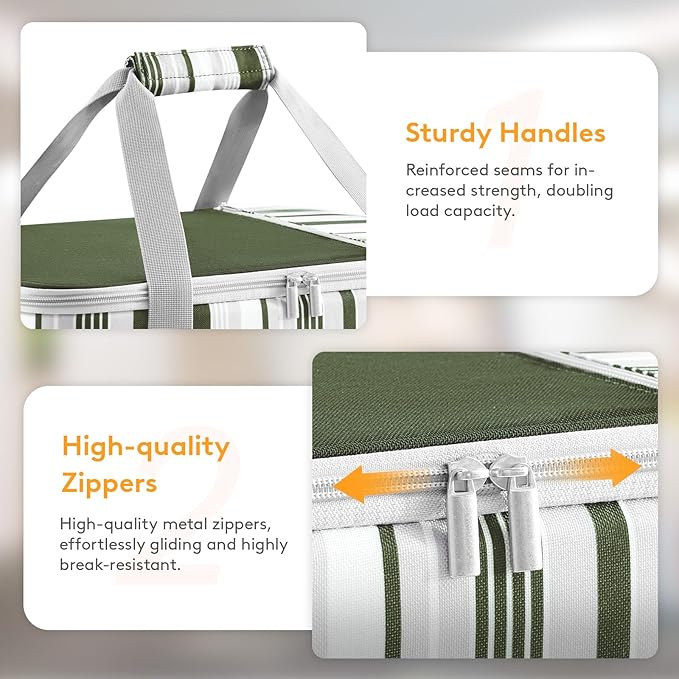 Double Decker Insulated Casserole Carrier for Hot or Cold Food, Lasagna Holder Tote for Potluck Parties/Picnic/Cookouts, Fits 9"x13" Baking Dish, Dark Green