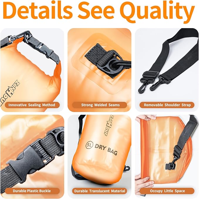 Waterproof Dry Bag - Roll Top Transparent Storage Bag,2L/5L/10L/20L,Suitable for Traveling, Swimming, Kayaking, Camping, Fishing, Rainy Day Trips