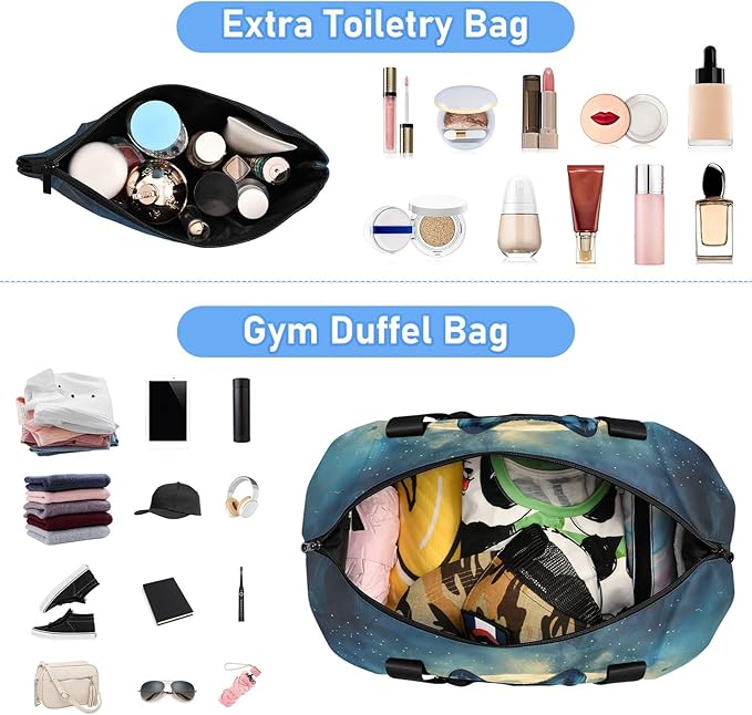 Wolf Moon Night Travel Duffel Bag Waterproof Gym Sport Tote Bag Carry On Weekender Bag with Compartment