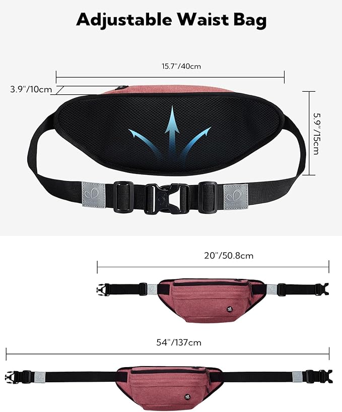 WATERFLY Fanny Pack for Men Women Water Resistant Large Hiking Waist Bag Pack Carrying All Phones for Running Walking Traveling