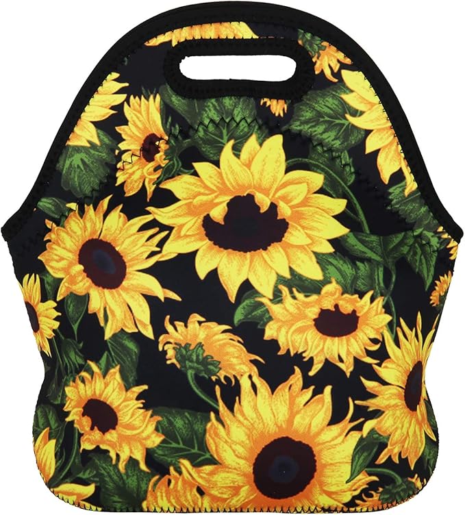 Violet Mist Neoprene Lunch Bag Insulated Reusable Sunflower Lunch Box Floral Lunch Bag Lunch Bags Tote Thermal Lunchbags Lightweight Food Handbags Container Travel Picnic Thanksgiving Christmas Gifts