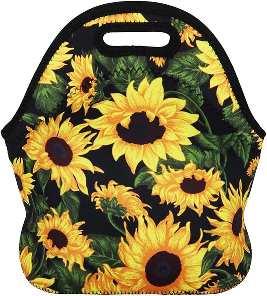 Violet Mist Neoprene Lunch Bag Insulated Reusable Sunflower Lunch Box Floral Lunch Bag Lunch Bags Tote Thermal Lunchbags Lightweight Food Handbags Container Travel Picnic Thanksgiving Christmas Gifts