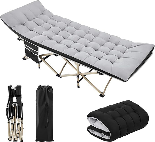 Yaheetech Folding Camping Cot Portable Outdoor Bed for Adults w/Mat & Storage Bag & Carry Bag, Heavy Duty Cots for Outdoor Travel & Office/Home Nap