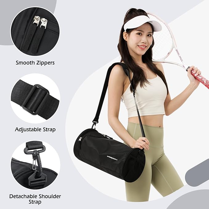 Small Gym Duffle for Women Men - Mini Waterproof Workout Sport Yoga Travel Overnight Weekender Dance Bag - Black