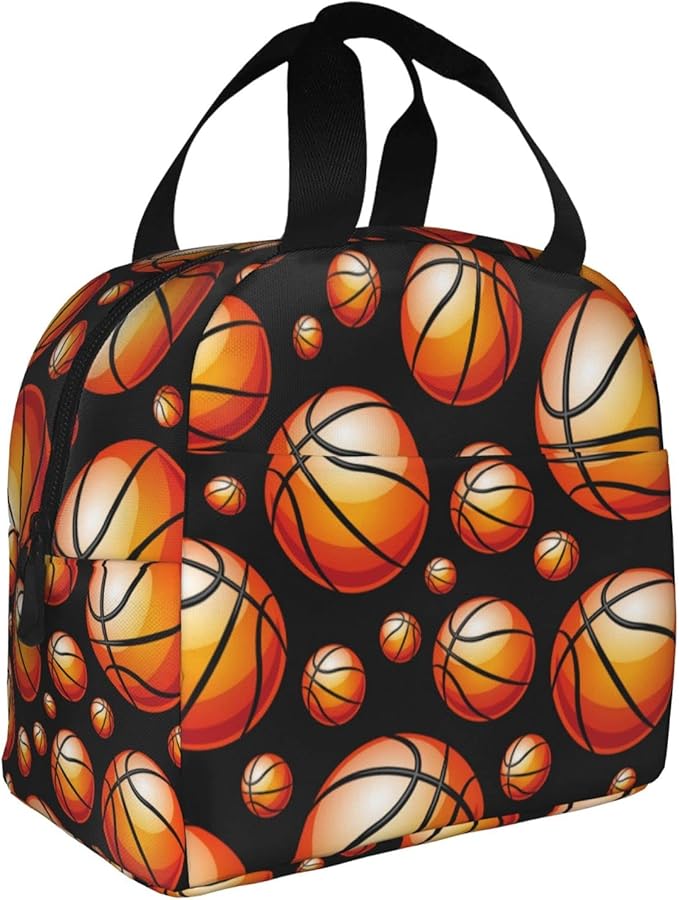 VOOHDDY Fun Basketball Ball Insulated Lunch Bag For Men Women Reusable Lunch Box Container Waterproof Portable Cooler Thermal Tote Bag For Work Office Picnic Beach Travel