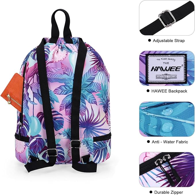 Dry Wet Drawstring Backpack with Shoe Compartment for Women Adjustable Gym Bag