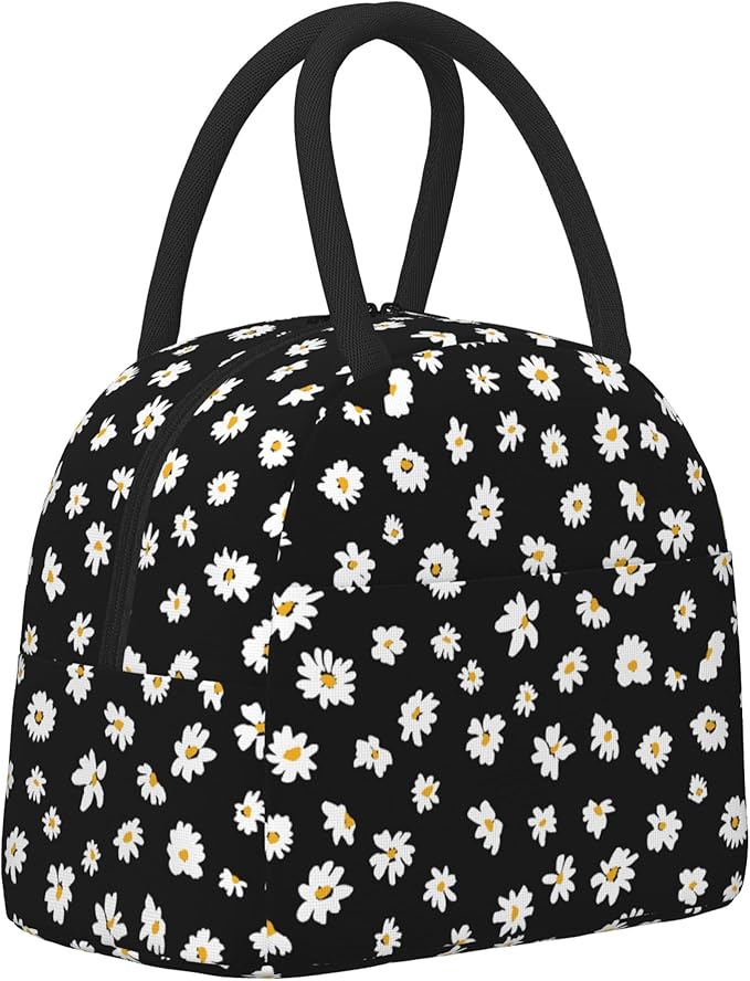 Daisy Lunch Bag Lunch Box for Women Men Boys Girls, Reusable Insulated Lunch Tote Bag, Leakproof Thermal Cooler Sack Food Handbags High Capacity for Work School Picnic Camping Gifts