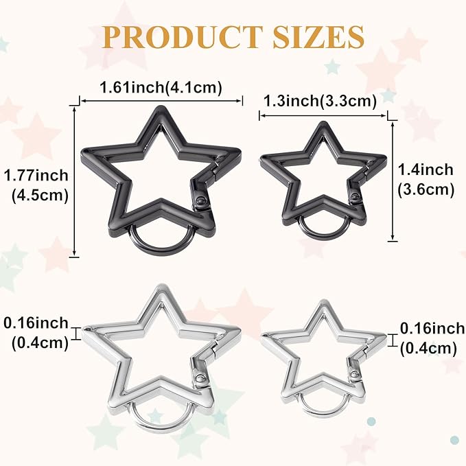 Star Carabiner, Zinc Alloy Heavy Duty Star Shaped Keychain Clip, Carabiner Clip for Camping, Hiking, Fishing