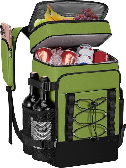 Cooler Backpack - 40 Cans Insulated Backpack Cooler for Men & Women, Portable 2 Leak Proof Compartments Coolers Bag for Beach Travel Picnic Lunch Hiking BBQ Camping - MIYCOO