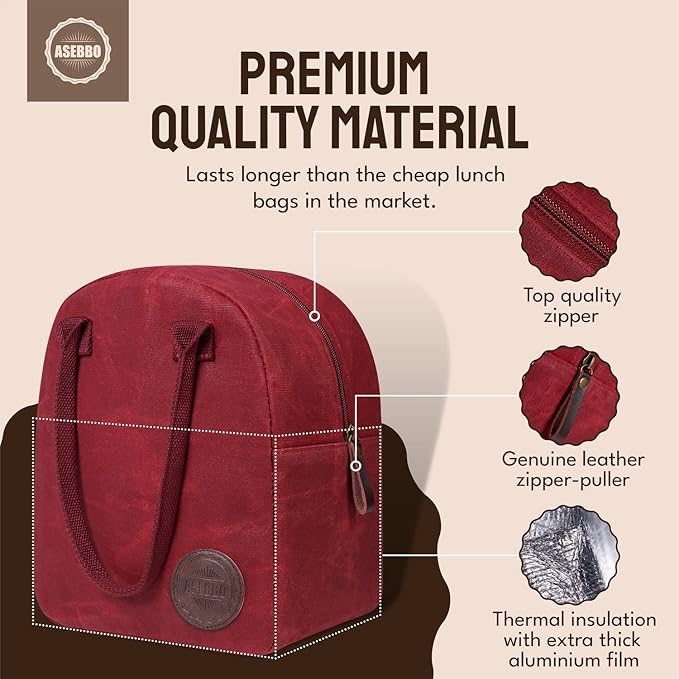 Insulated Lunch Bag for Women & Men (Passion Red)