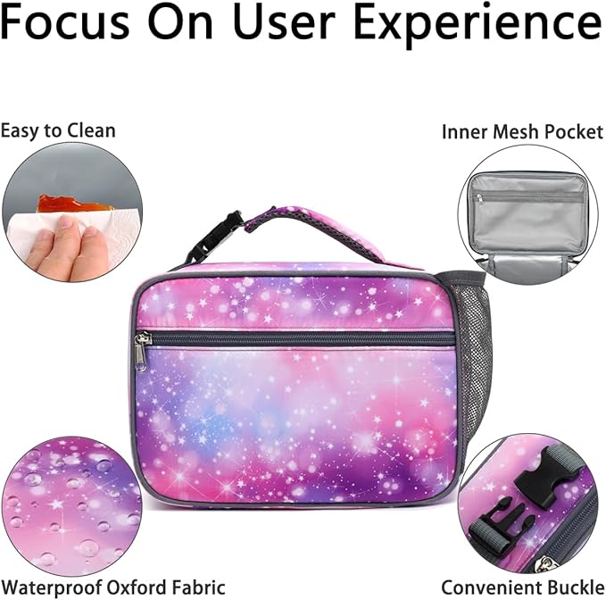 Insulated Lunch Box for School, Thermal Reusable Durable Freezable Lunch Bags for Kids Boys Girls Men Women - Small Soft Cooler Portable Lunch Tote Kit for Work Picnic Travel,Star