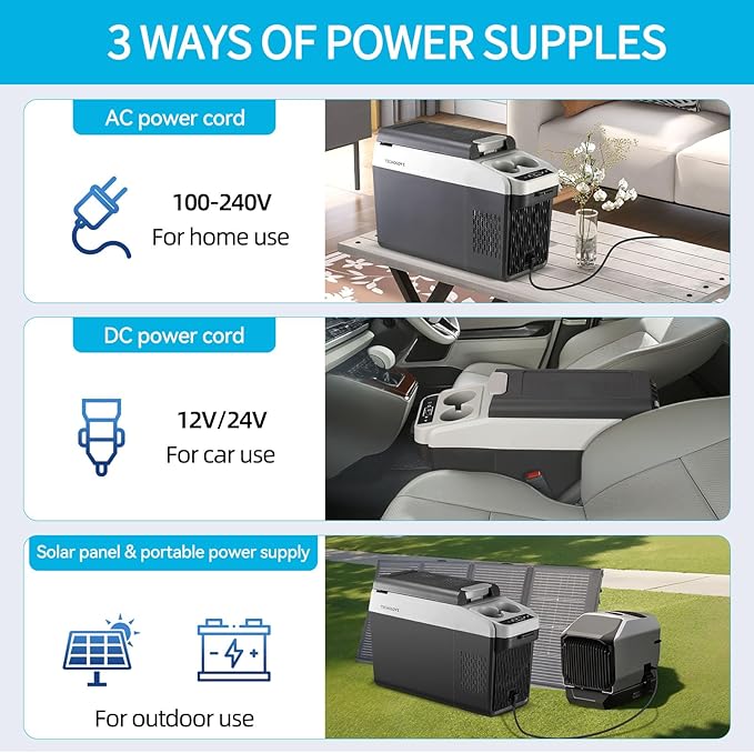 12 Volt Center Console Fridge,Car Refrigerator 16QT(15L) Cooler (-4℉-50℉),Portable Car Refrigerator RV Fridge,Portable Electric Cooler with 12/24V DC&110V AC, For MPV,Car,RV,Camping,Travel,SUV, Van