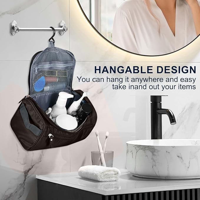Hanging Toiletry Bag for Women and Men Traveling Makeup Large Capacity Cosmetics Portable Dopp Kit Storage Organizer Bag with Hanging Hook for Toiletries Brushes Shaving Tools