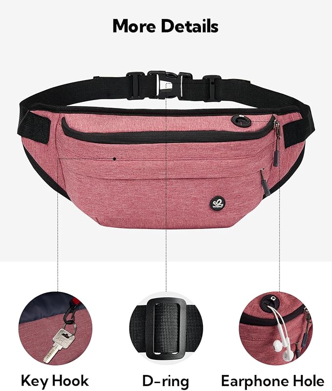 WATERFLY Fanny Pack for Men Women Water Resistant Large Hiking Waist Bag Pack Carrying All Phones for Running Walking Traveling