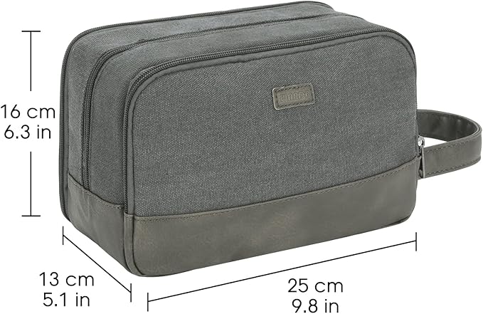 WANDF Travel Toiletry Bag for Men Large Toiletries Shaving Bag Water Resistant Hanging Dopp Kit Travel Accessories Bag for Women Men (Grey)