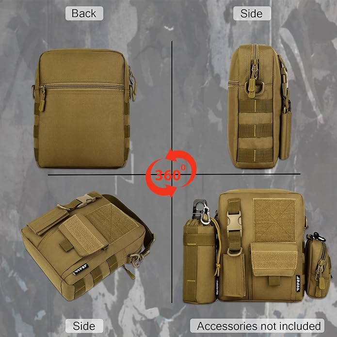 Protector Plus Tactical Messenger Bag Men Military MOLLE Crossbody Pack (Patch Included)