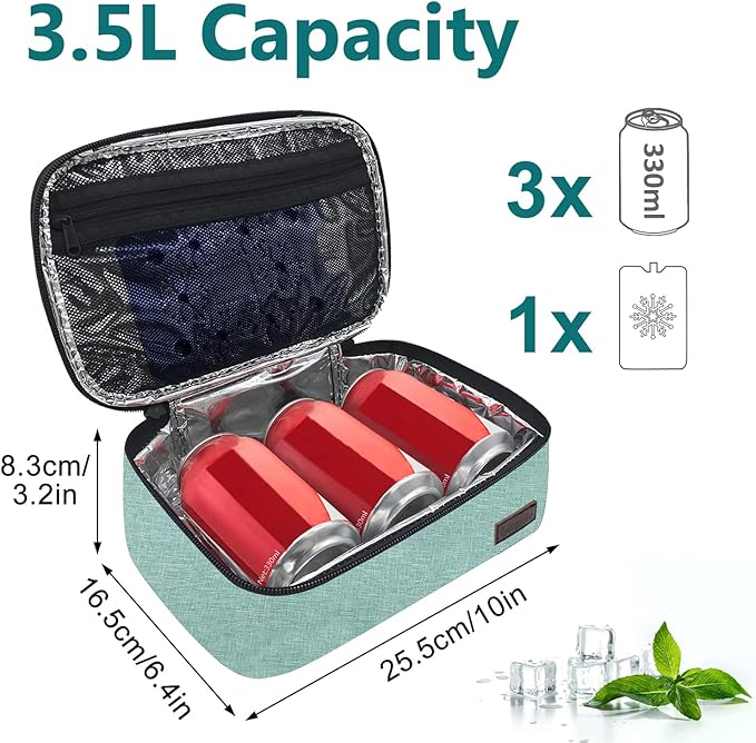 Gloppie Little Lunch Bag Small Insulated Lunch Box for Women Kids Lunchbox Mini Lunchbag Portable Cooler Bags Petty Lunch Pail Reusable Snack Container, Green