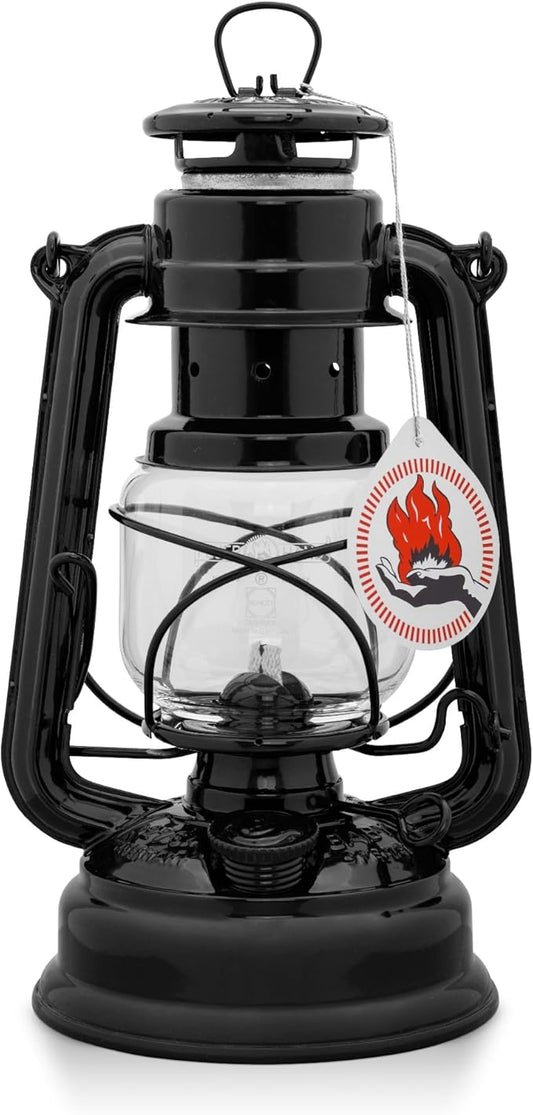 Outdoor Kerosene Fuel Lantern, German Made Weather Resistant Baby Special 276 Galvanized Hurricane Lamp for Camping or Patio, 10 Inches, Black