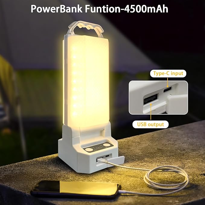 Solar Powered LED Portable Camping Lantern 4500mAh Rechargeable 1000 Luminaid 6500K Waterproof and 4 Brightness Dimmable, Ideal Camping Lights for Home Power Outages, Outdoor Survival Gear