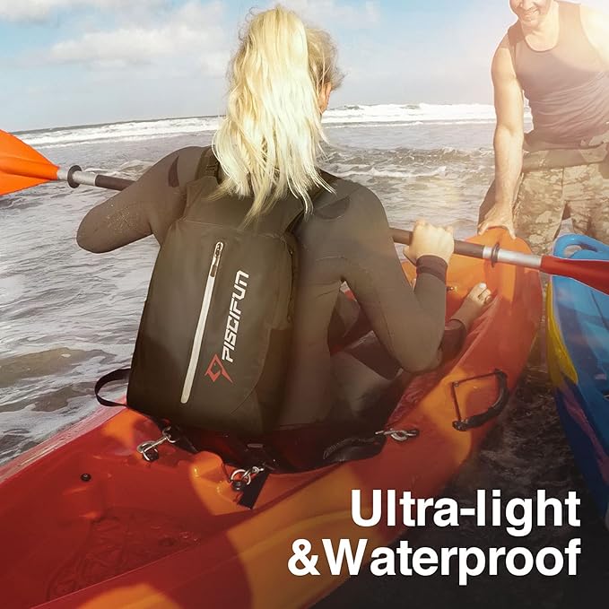 Piscifun Dry Bag Waterproof, Lightweight Dry Backpack with Waist Pouch and Phone Case for Kayaking, Boating 10L 20L 30L