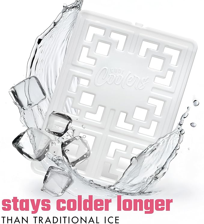 Cool Coolers XXL Fashion Ice by Fit + Fresh, 2pk Large Ice Packs for Coolers, Freezer Packs for Lunchboxes, Pearl White