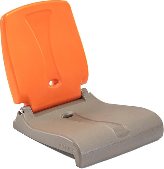 Step2 Folding Flip Seat, Lightweight Portable Outdoor Chair for Poolside, Camping, Beach, Boats, Tailgates, Durable Ground Chair with Back Support for Adults, Brown & Orange