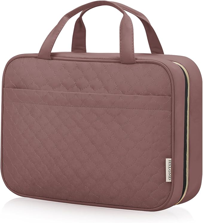 Travel Size Toiletry Bag for Women, Portable Cosmetic Bag with Hanging Hook, Travel Essentials Water-resistant Makeup Organizer for Accessories, Shampoo, Full-size Container, Toiletries