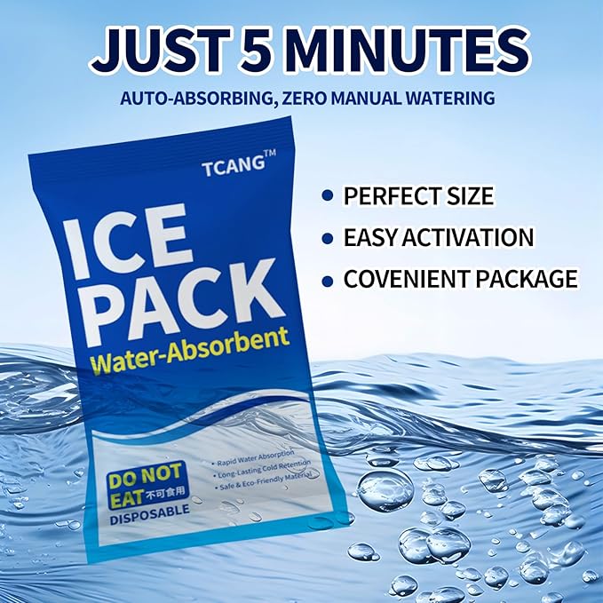Disposable Ice Packs for Coolers & Lunch Boxes - Pre-Frozen Leak-Proof Cold Packs,Soft Gel Ice Packs for Camping, Beach Bags, Picnics,Outdoor Events, Takeout Delivery