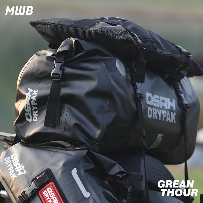 Motorcycle Dry Bag - Waterproof Motorcycle Duffle & Luggage Tail Bag Saddle Bags with Roll Top Closure, Large Storage Space，for Motorcycle Back Seat(MudBrown, 25L)