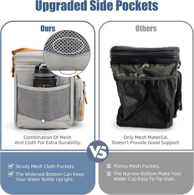 Insulated Lunch Box for Men/Women: Reusable Lunch Bag for Work Office Daytrip Picnic Beach - Leakproof Cooler Tote Bag Organizer for Adults - Light Gray