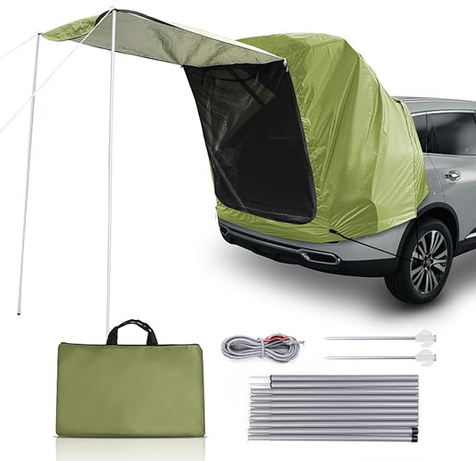 BUMBEE SUV Tailgate Tent Car Roof Canopy and Poles with Awning Shade, Outdoor Hatchback Rear Shelter, Roof Canopy, Waterproof Bug Protection, Fits for MPVs CUVs Van, Green