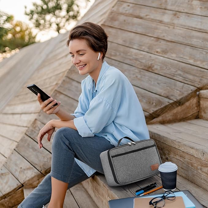 Lifewit Freezable Lunch Box, Insulated Reusable Lunch Bag with 2 Ice Packs, Mini Cooler Snack Bag for Bento Box for Salad, Sandwich, Snacks fo Men Women for Work, Gray 5L