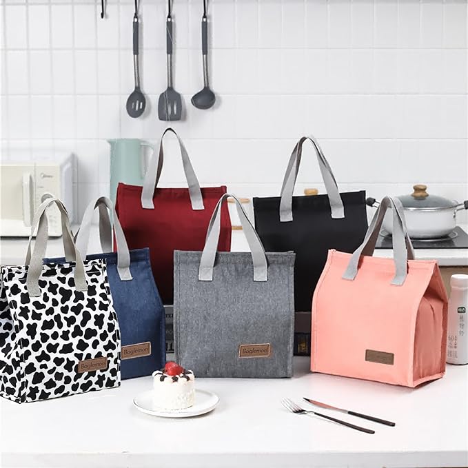 Lunch bag, Insulated Lunch Bag for Women Men, Lunch Containers Reusable Lunch Tote Bags for Work, Travel, Outdoor (Cow Print)