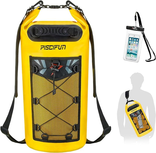 Piscifun Dry Bag, Waterproof Floating Backpack 5L/10L/20L/30L/40L with Waterproof Phone Case for Boating, Kayaking, Fishing