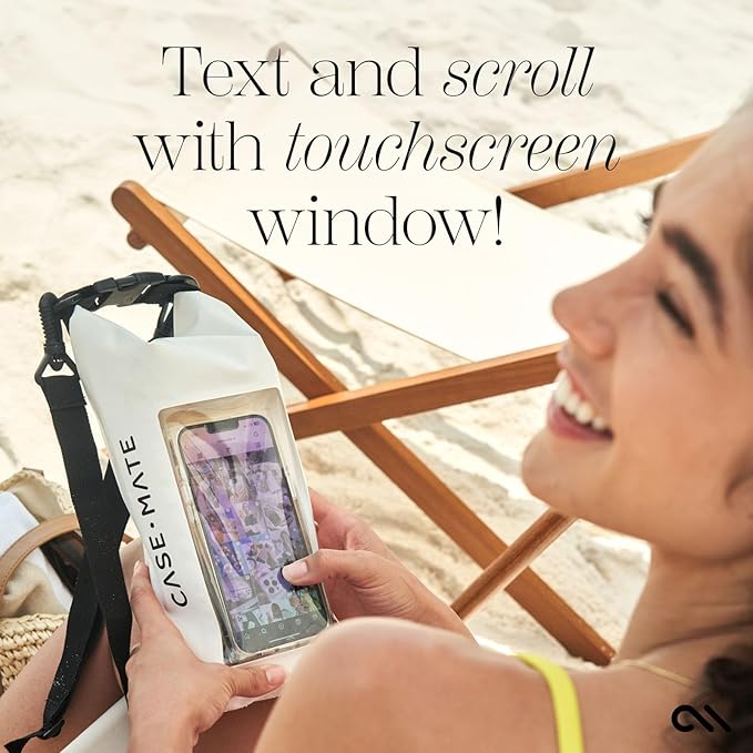 Case-Mate Sand Dollar Mini IP68 Waterproof Bucket Bag - Roll Top Dry Bag 2L Cap with Waterproof Pouch for Swimming Kayaking Boating Travel and More - For Phones Up to 7"