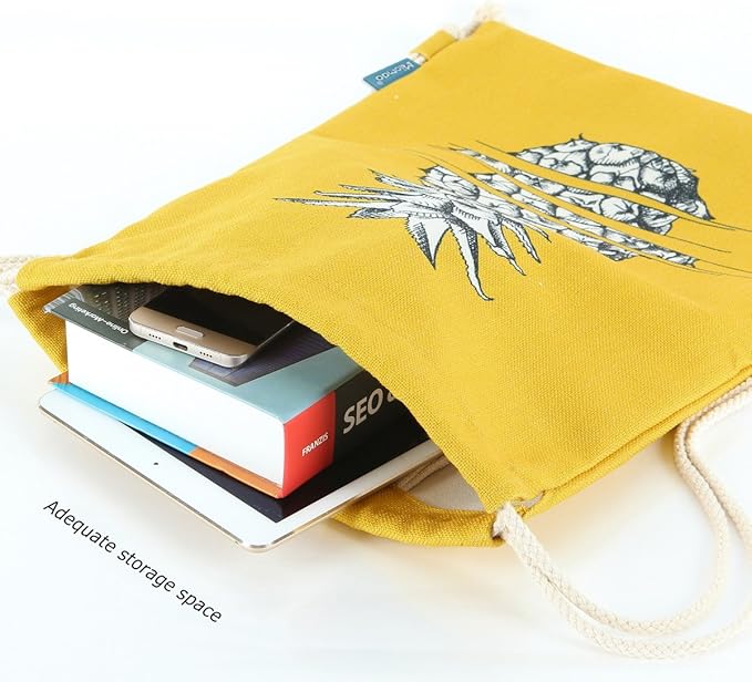 Drawstring Backpack Pineapple Style String Bag Canvas Beach Sport Daypack