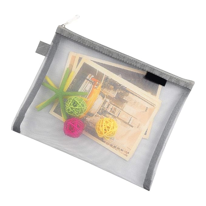 Clear Cosmetic Bags Zip Makeup Mesh Bags Pencil Case Pouch Travel Toiletry Kit Set Storage Case ((6A+5A)*3 Grey)