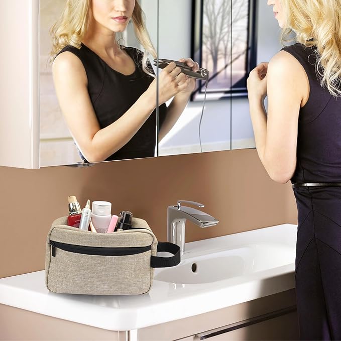 Travel Toiletry bag Toiletry bag for women men Hanging toiletry bag Cosmetic bag Travel accessories for Women Men (Khaki)