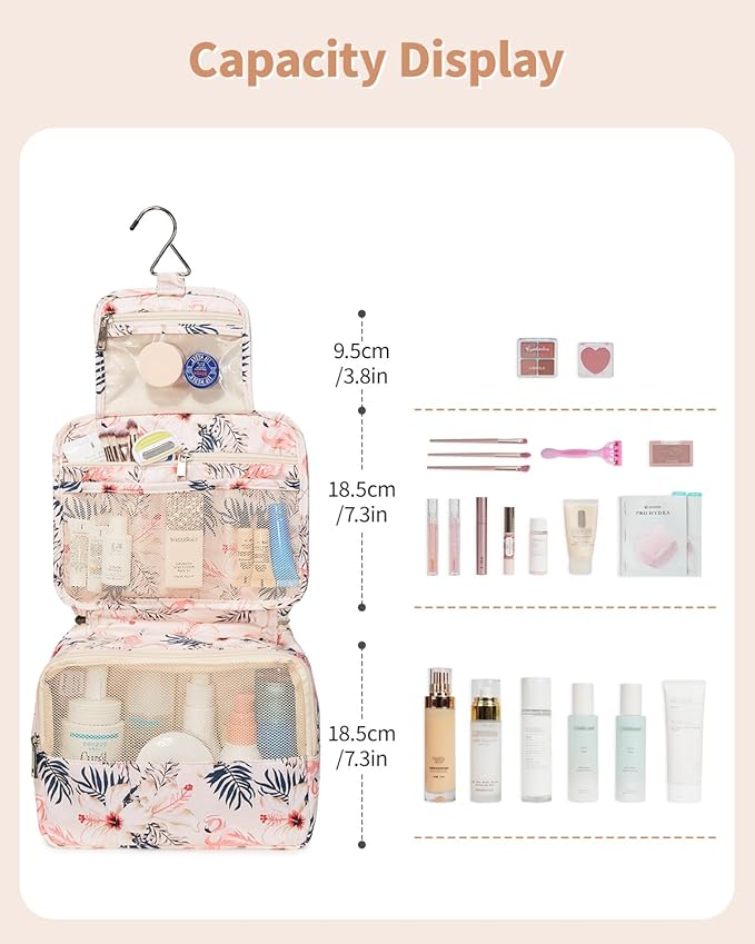 Narwey Hanging Travel Toiletry Bag Cosmetic Make up Organizer for Women and Girls Waterproof