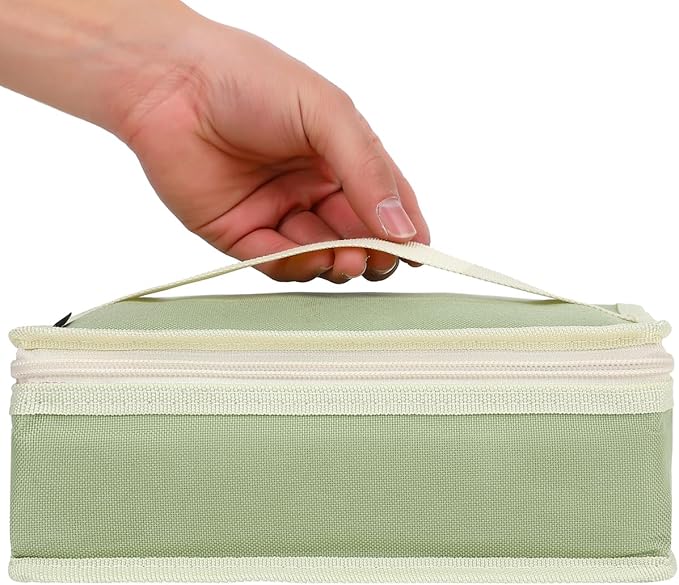 FlowFly Small Insulated Lunch box Portable Soft Bag Mini Cooler Thermal Meal Tote Kit with Handle for Work & School, Light Matcha