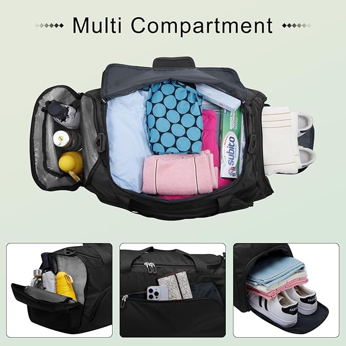 HUA ANGEL Waterproof Gym Bag with Shoe & Wet Compartment Large Capacity Sports Duffel Bag Men Women Travel Fitness Workout