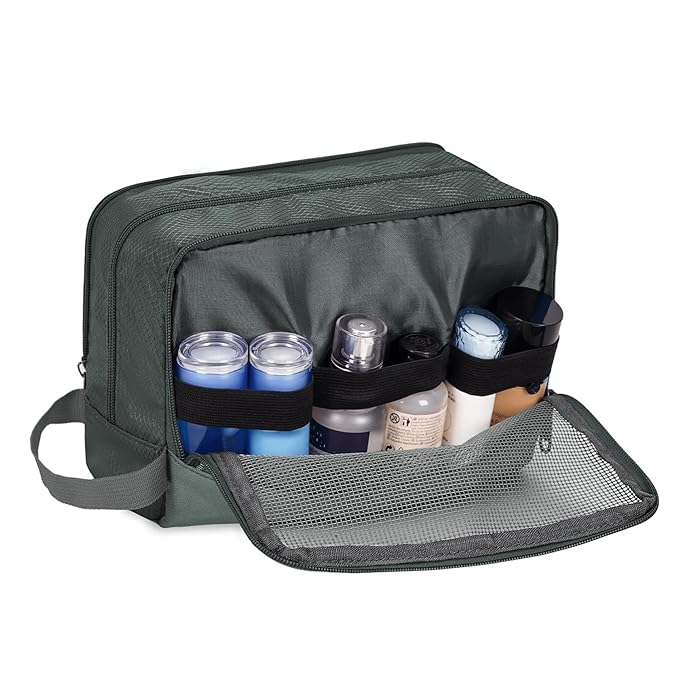 Toiletry Bag for Men Hanging Dopp Kit Water Resistant Shaving Bag Small Toiletry Bag for Traveling (Pure Gray)